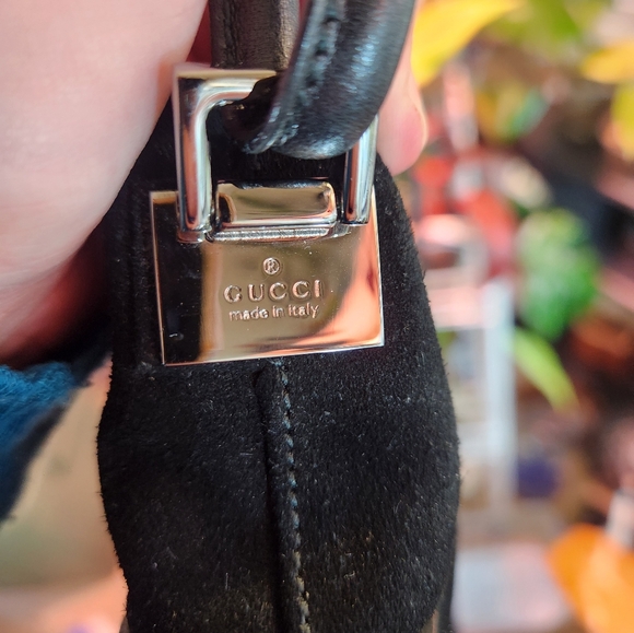 Gucci Black Suede, Leather Shoulder Bag - Picture 16 of 16